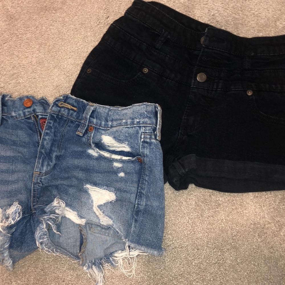 black jean shorts